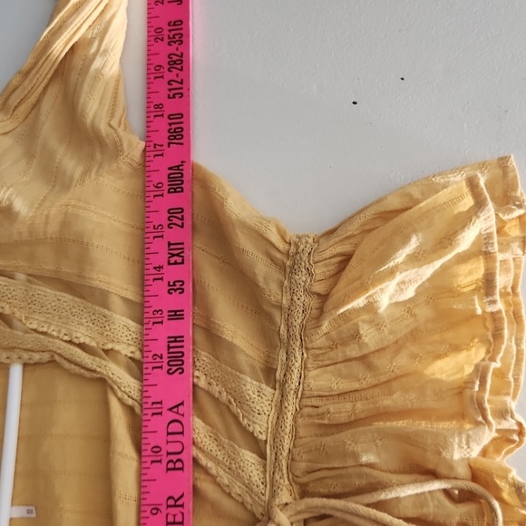 Free People Blouse Womens Extra Small Oberoi Babydoll Top Yellow Lace Y2K Boho - Picture 7 of 10